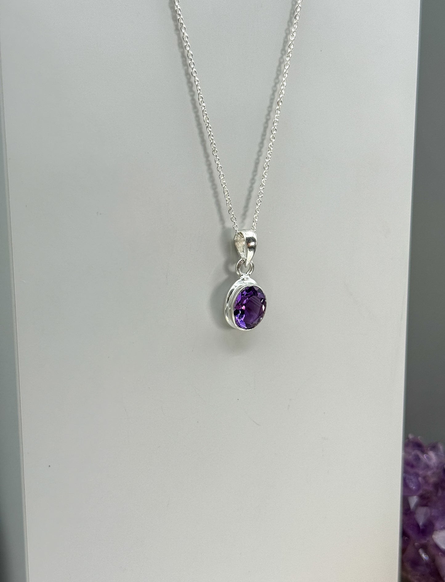 Amethyst 925 Silber Kette, Anhänger