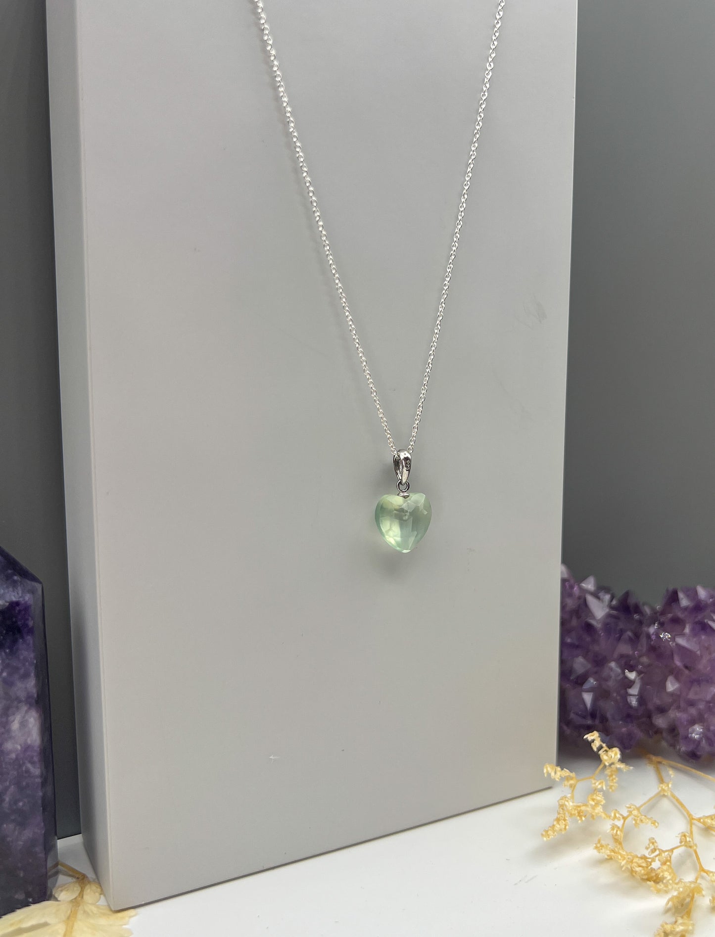 Prehnit 925 Silber Kette, Anhänger