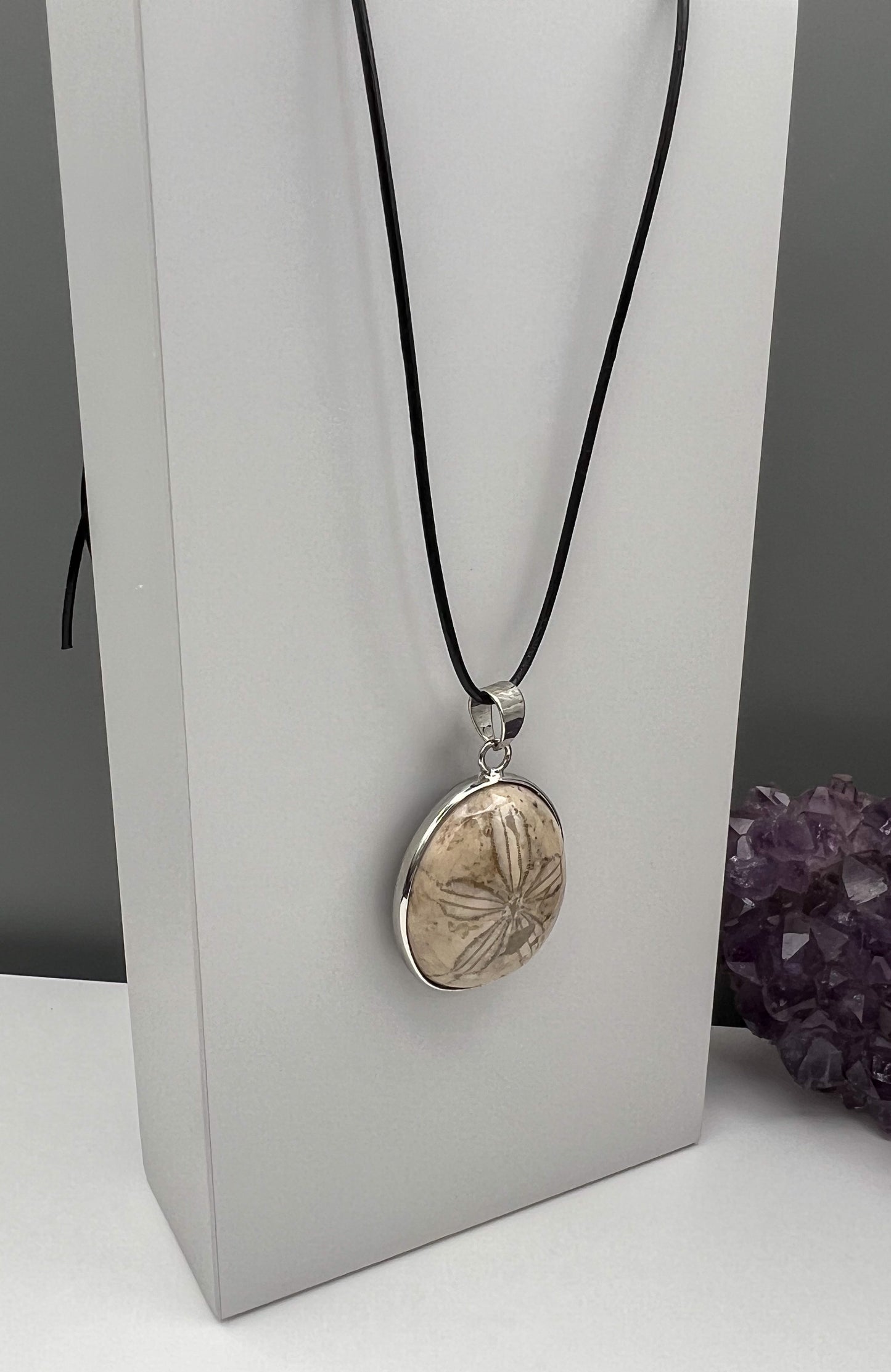 Seeigel Kette, Sanddollar Fossil Anhänger
