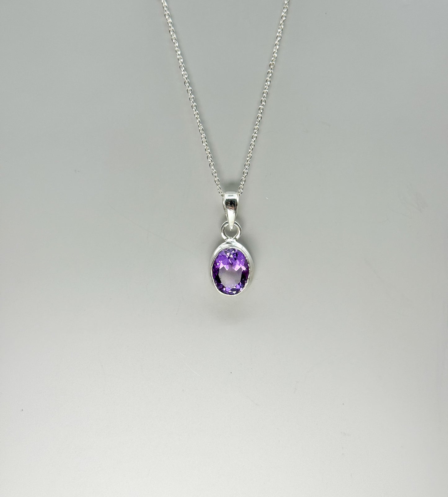 Amethyst 925 Silber Kette, Anhänger
