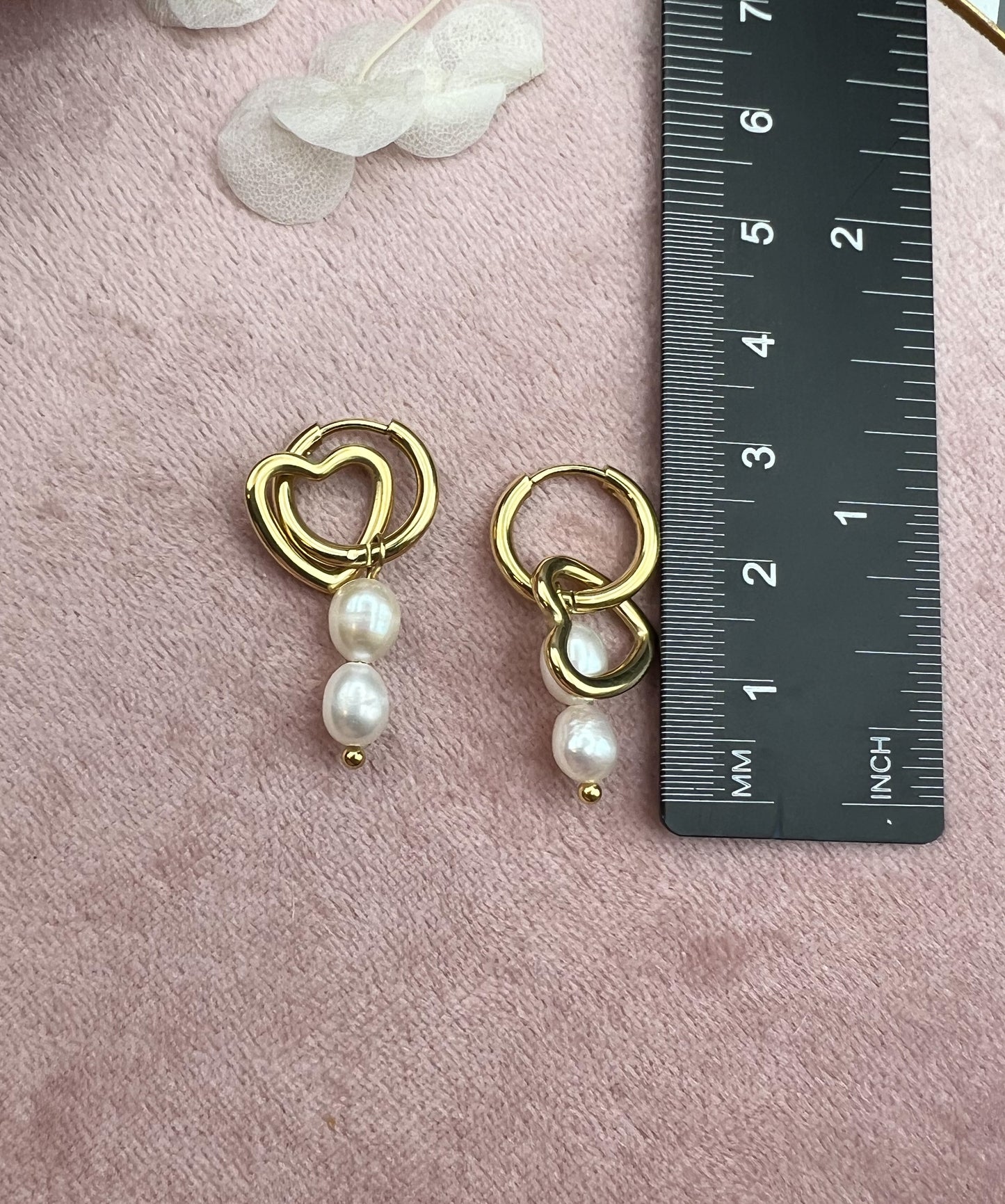 Creolen Perlen, Herz, Gold Ohrringe