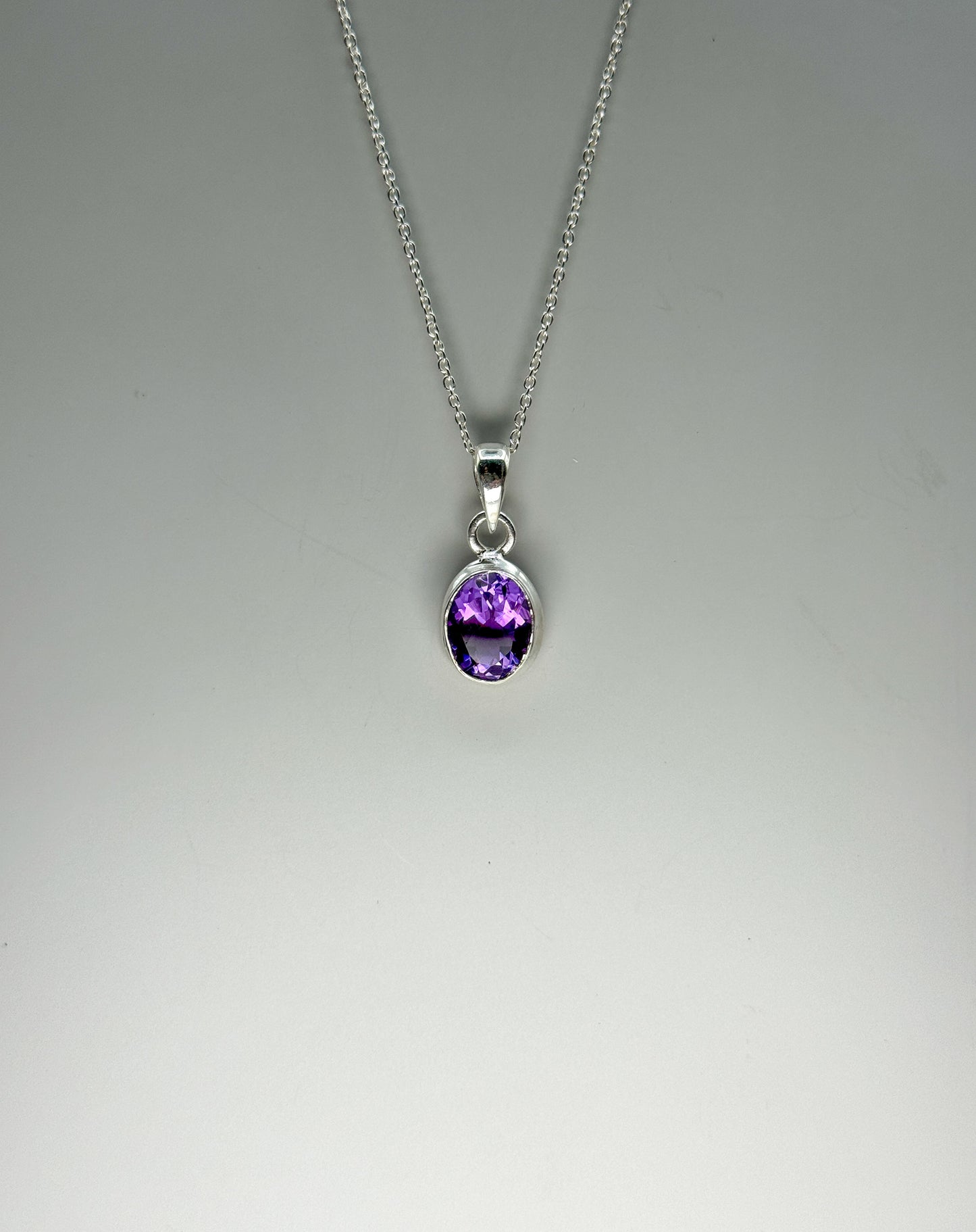 Amethyst 925 Silber Kette, Anhänger