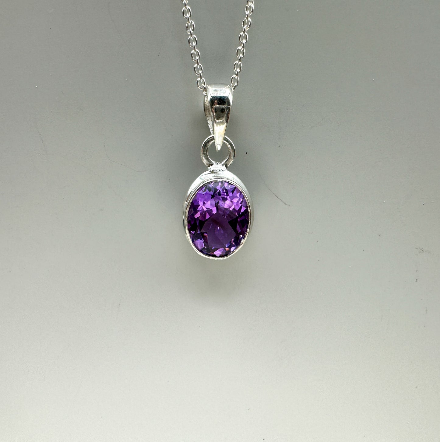 Amethyst 925 Silber Kette, Anhänger