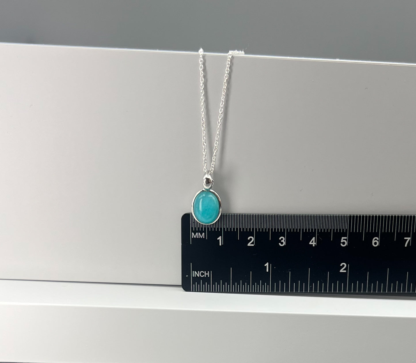 Amazonit AA-Qualität | 925 Silber Kette, Anhänger