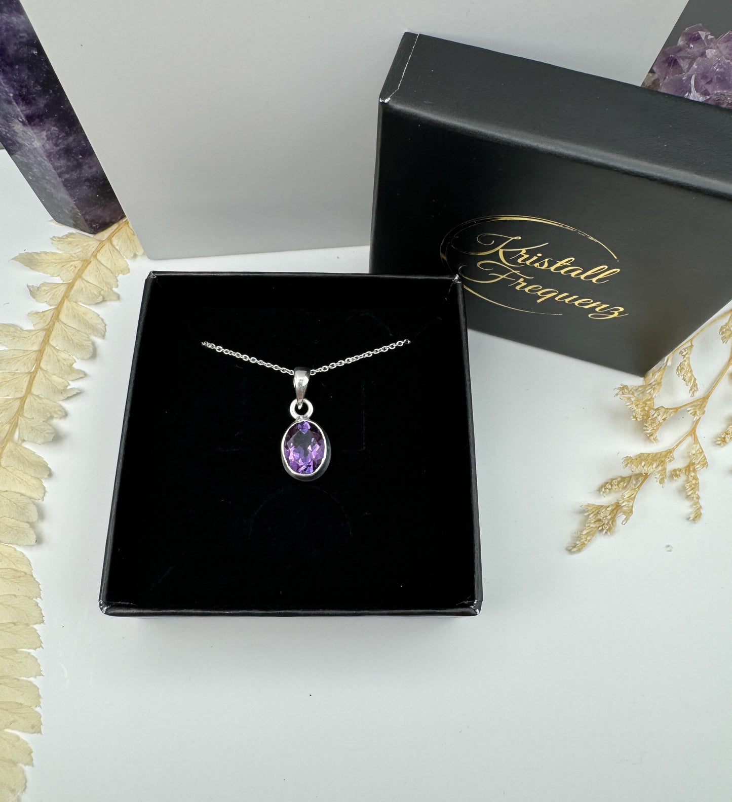 Amethyst 925 Silber Kette, Anhänger