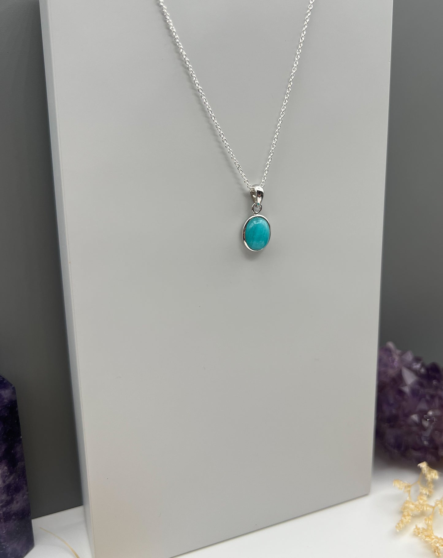 Amazonit AA-Qualität | 925 Silber Kette, Anhänger
