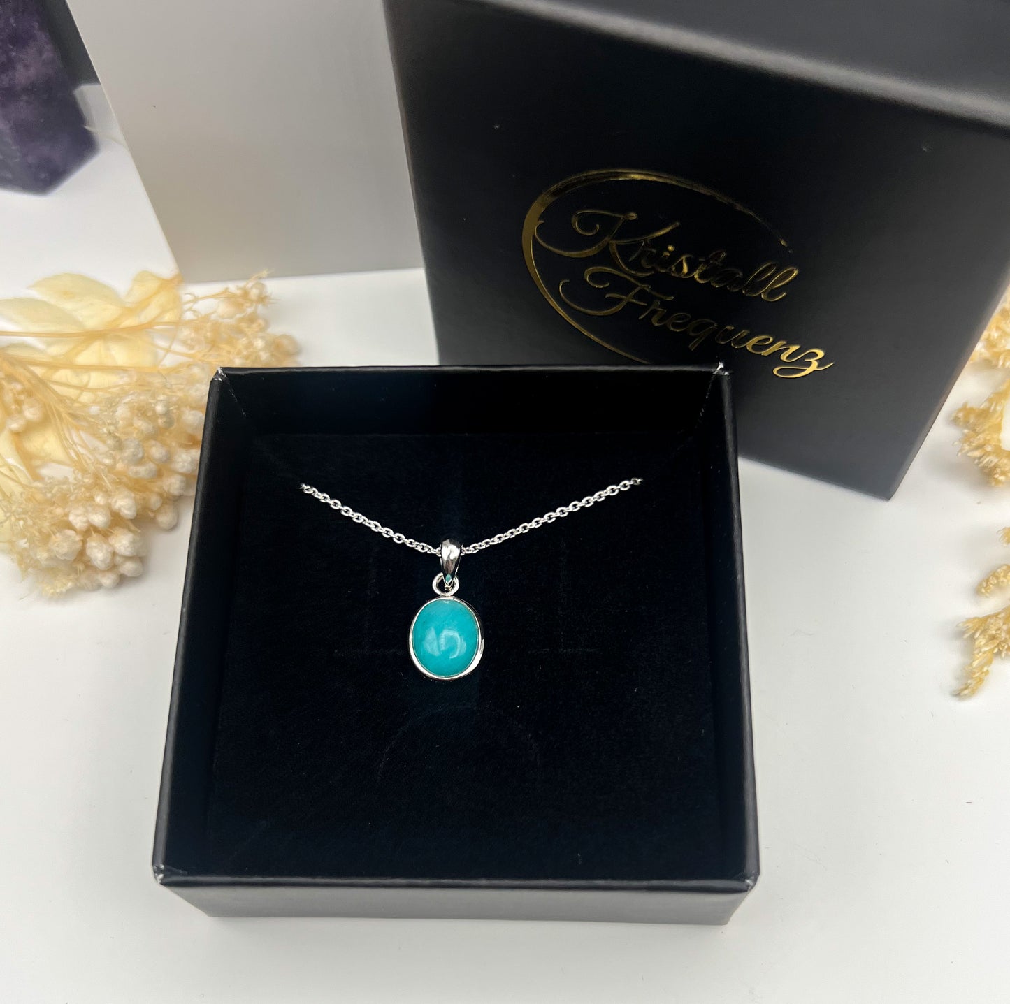 Amazonit AA-Qualität | 925 Silber Kette, Anhänger