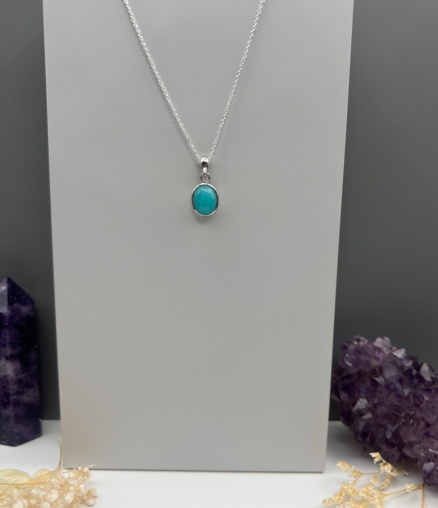Amazonit AA-Qualität | 925 Silber Kette, Anhänger