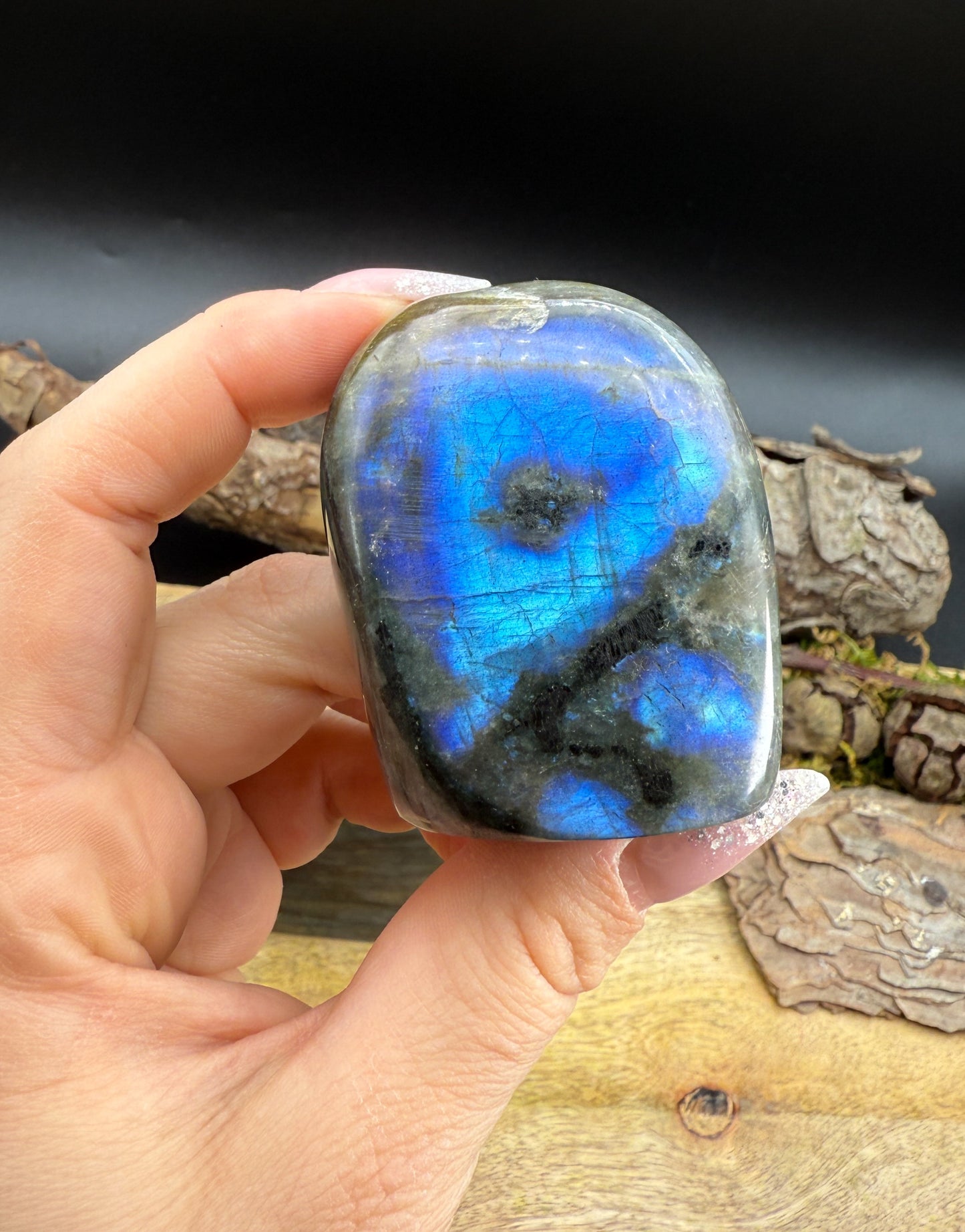 Labradorit Freeform Flash Blau, Gold, Grün