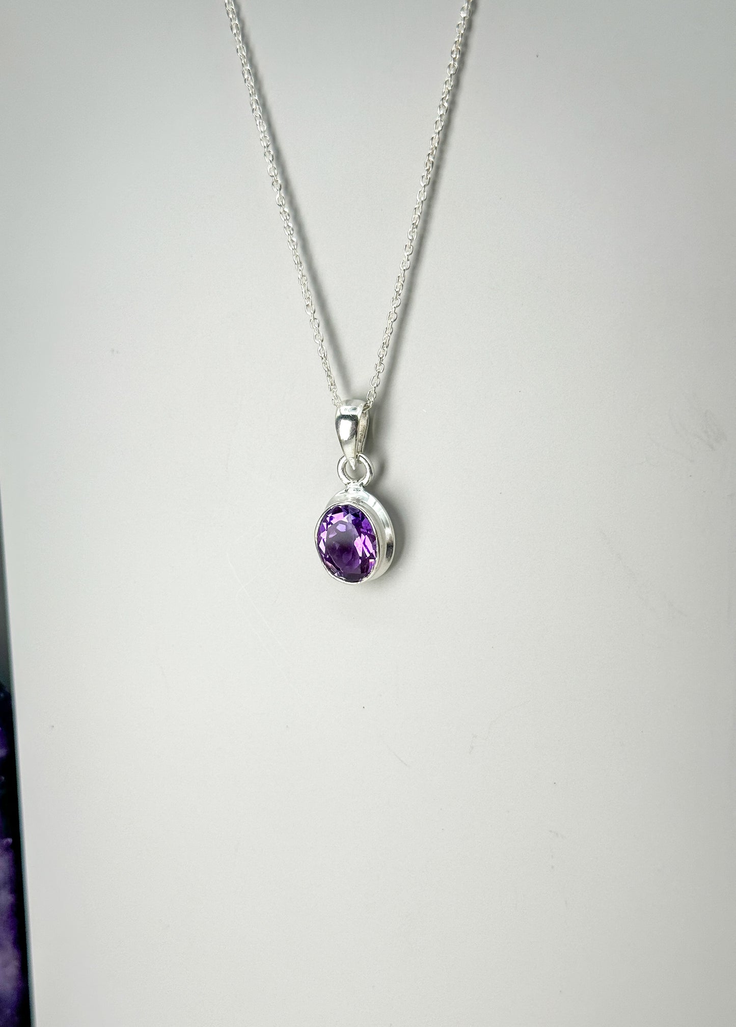 Amethyst 925 Silber Kette, Anhänger