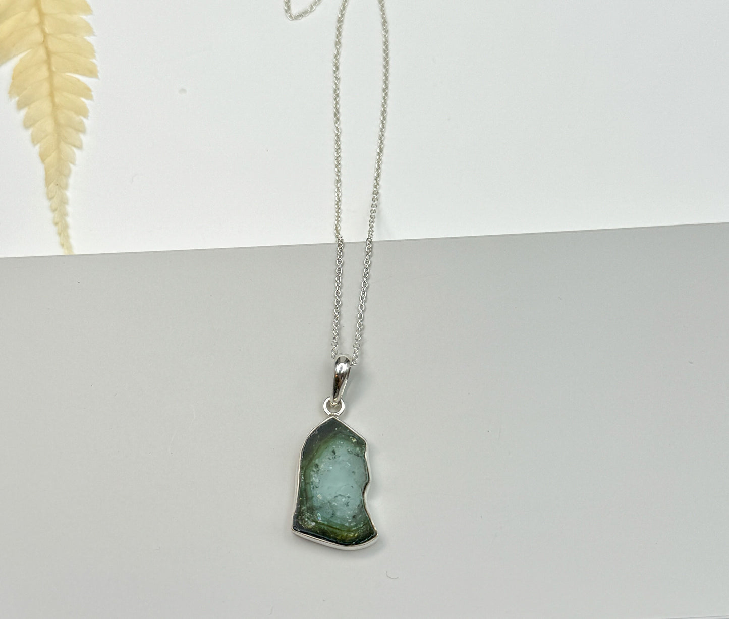 Grüner Turmalin 925 Silber Kette