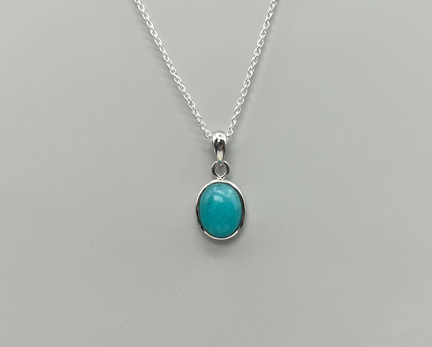 Amazonit AA-Qualität | 925 Silber Kette, Anhänger