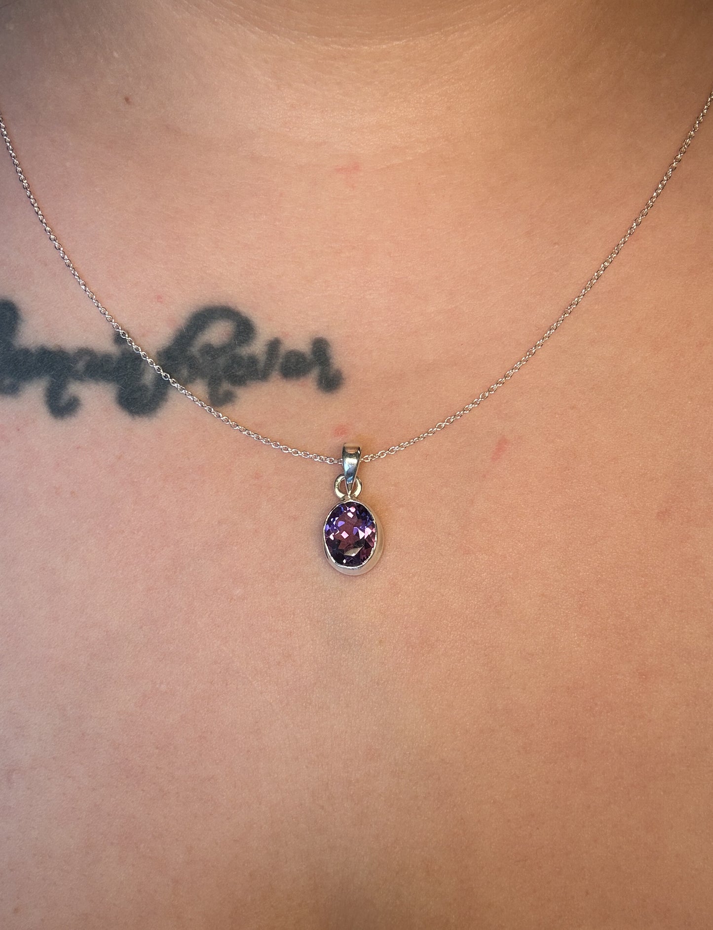 Amethyst 925 Silber Kette, Anhänger