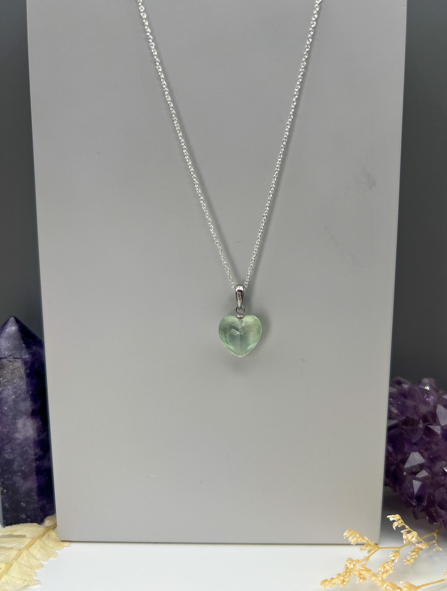 Prehnit 925 Silber Kette, Anhänger