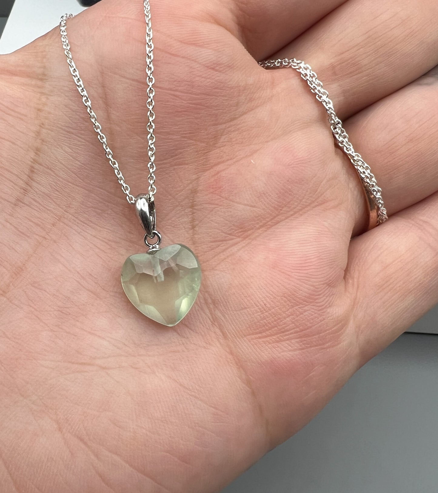 Prehnit 925 Silber Kette, Anhänger