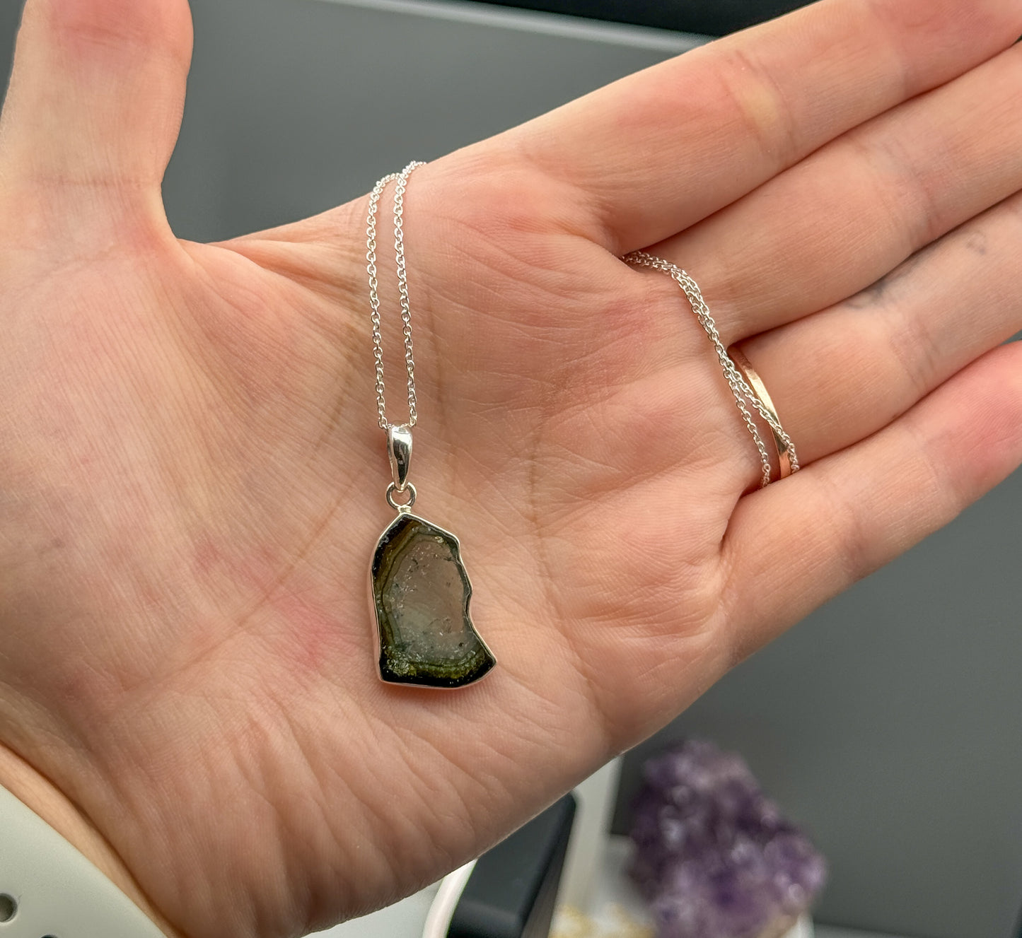 Grüner Turmalin 925 Silber Kette