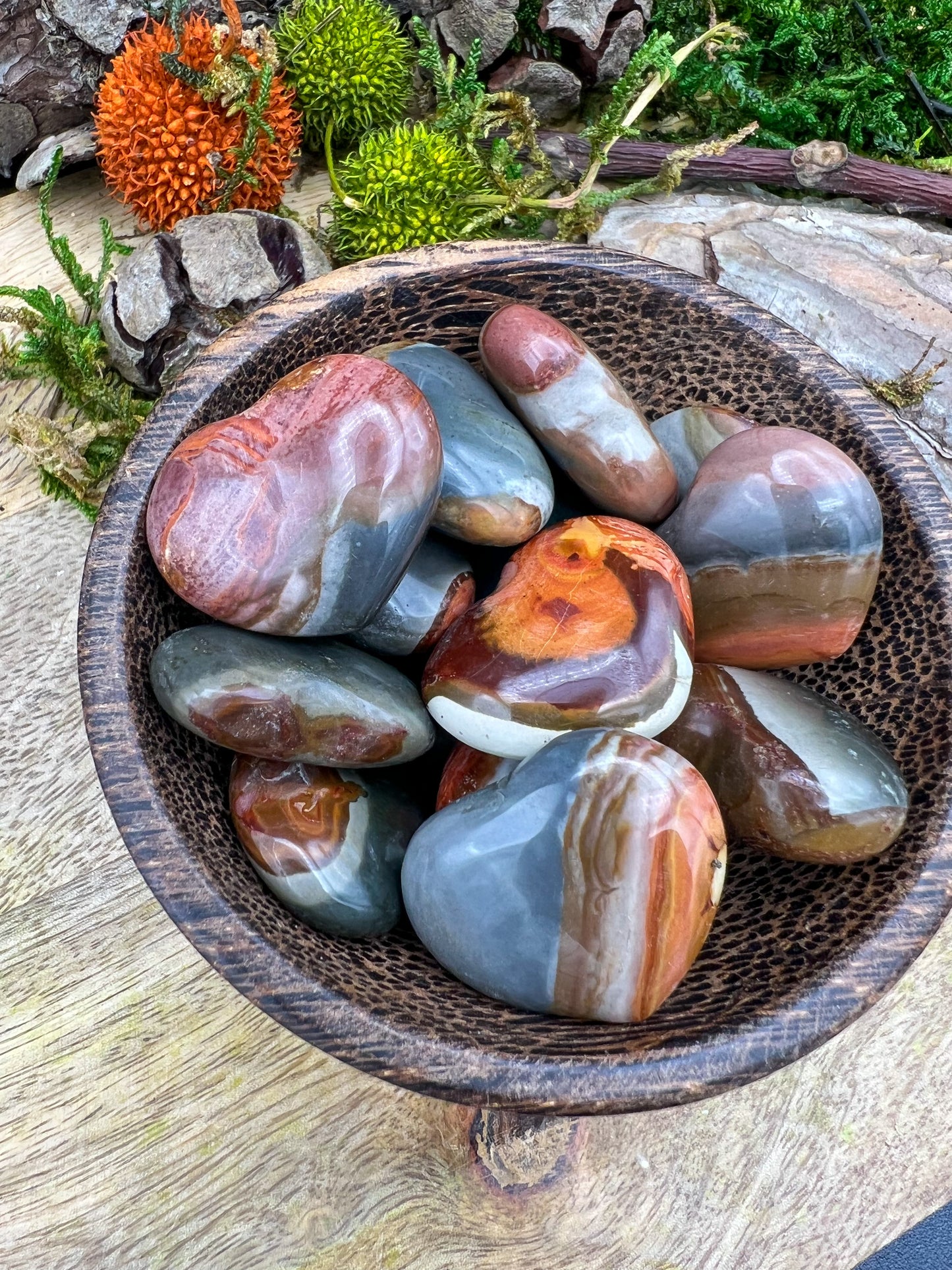 Polychrome Jaspis Herzchen handpoliert