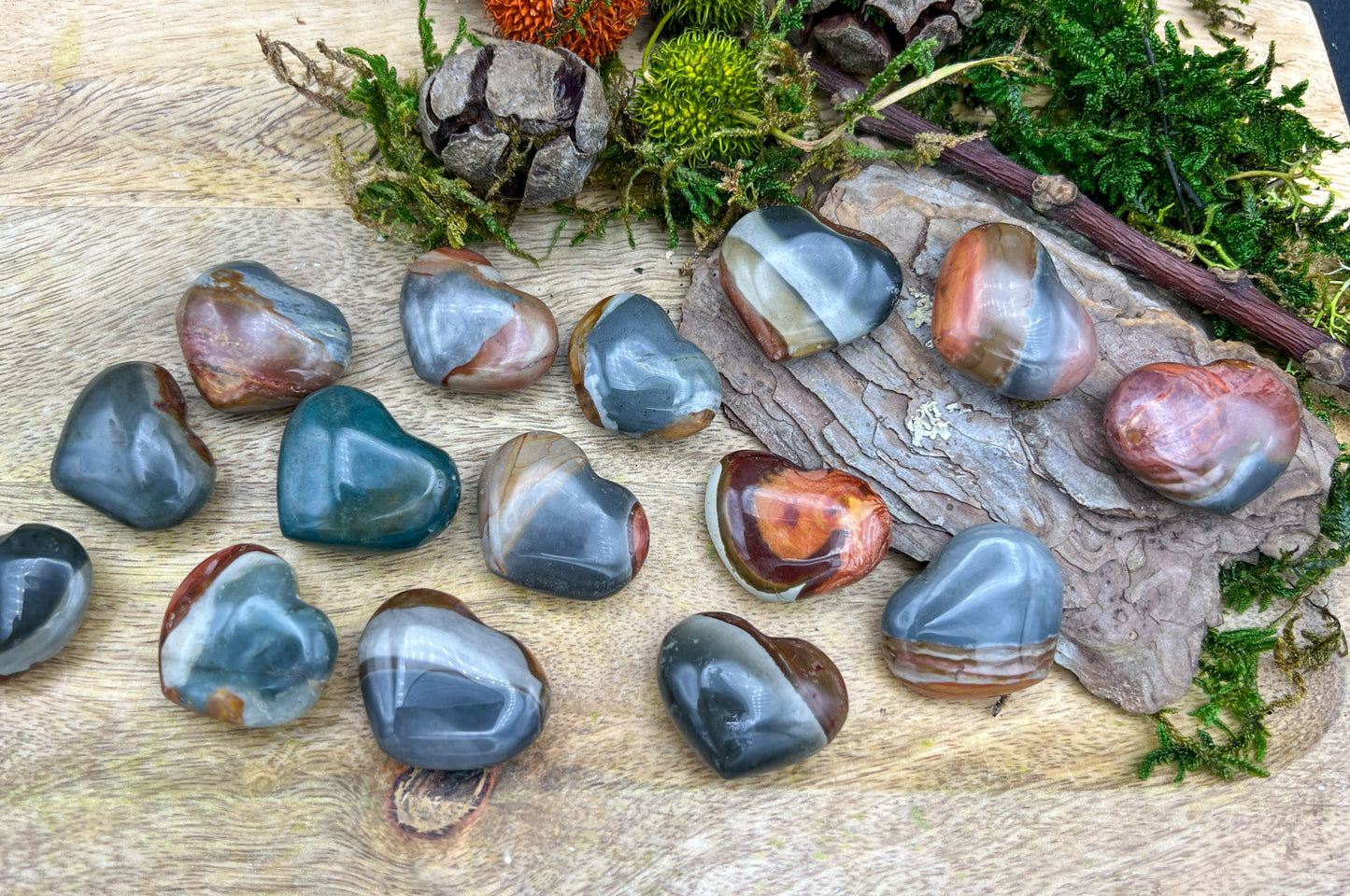 Polychrome Jaspis Herzchen handpoliert