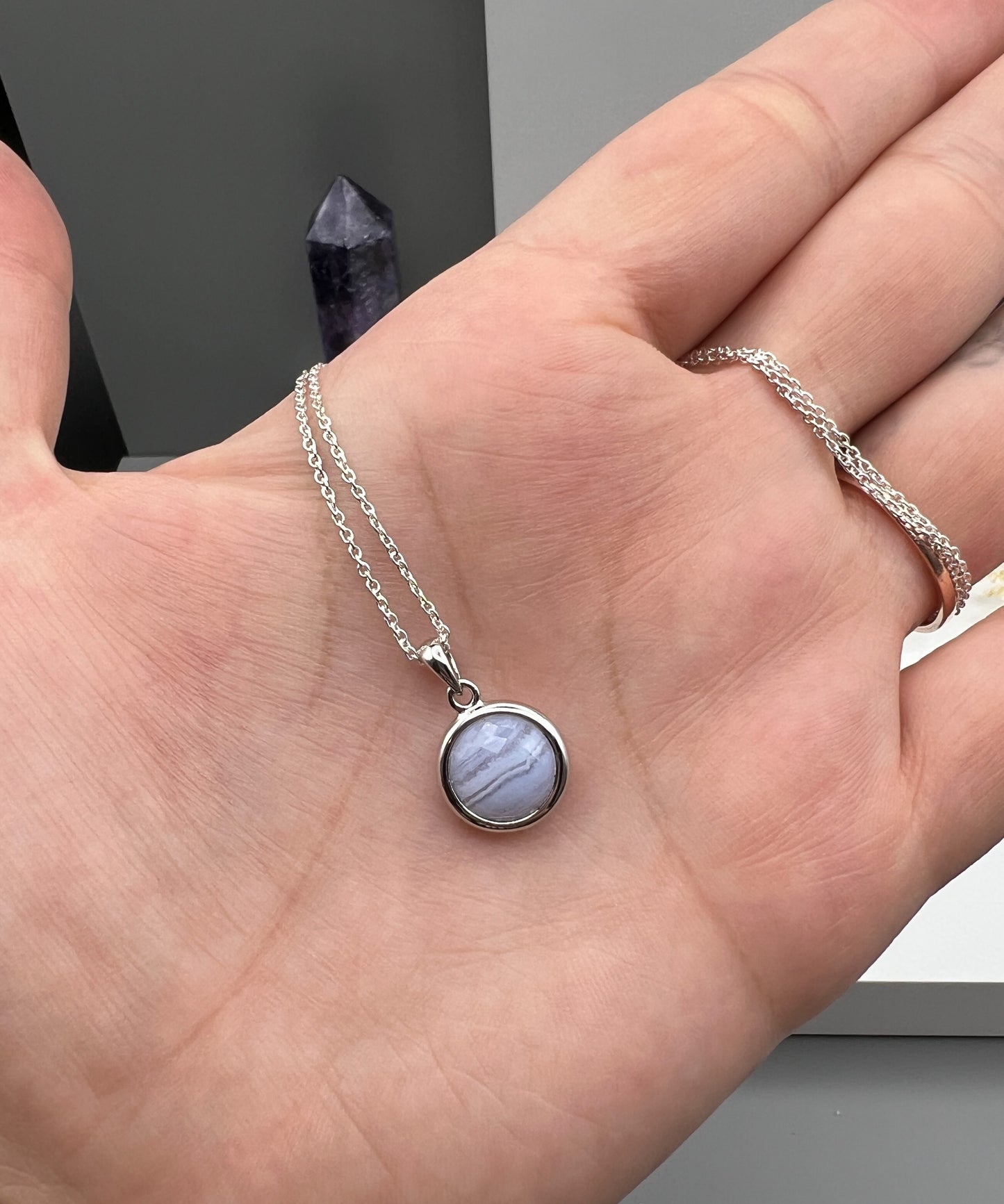 Chalcedon 925 Silber Kette, Anhänger