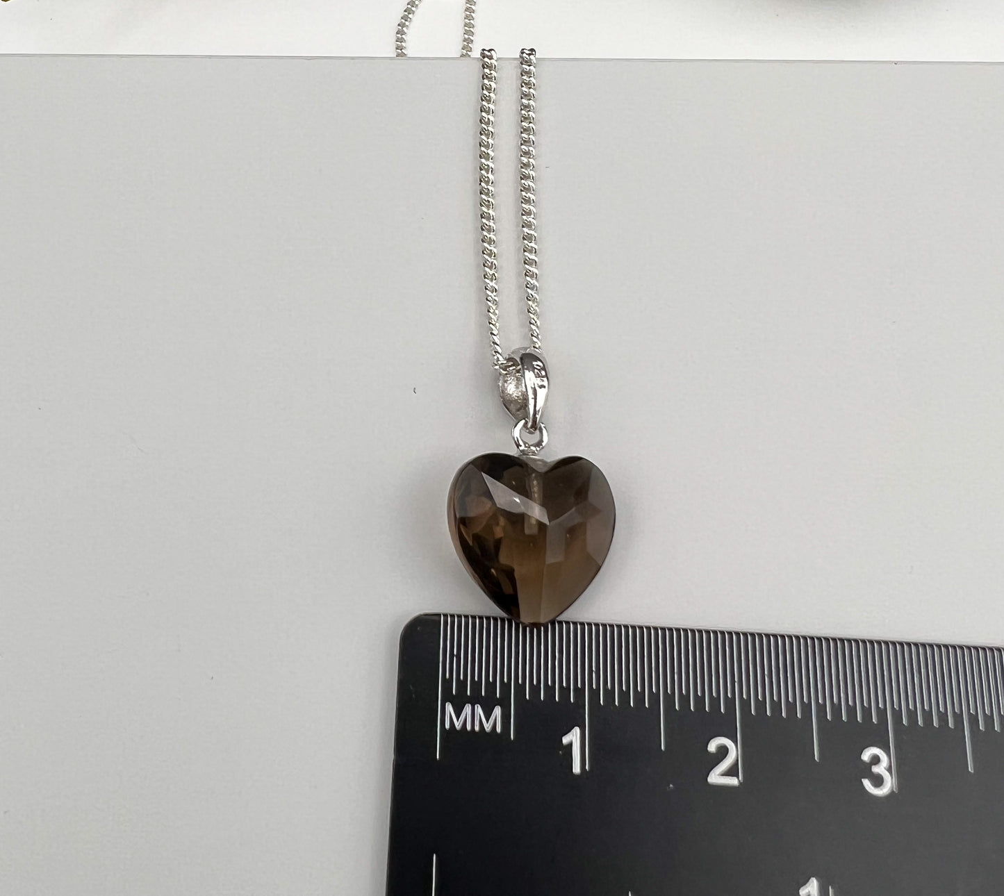 Rauchquarz 925 Silber Kette, Anhänger facettiert