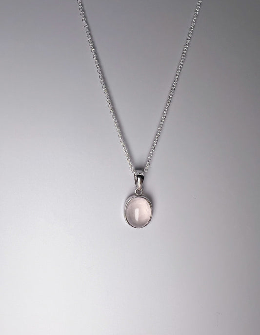 Rosenquarz Kette 925 Silber Anhänger