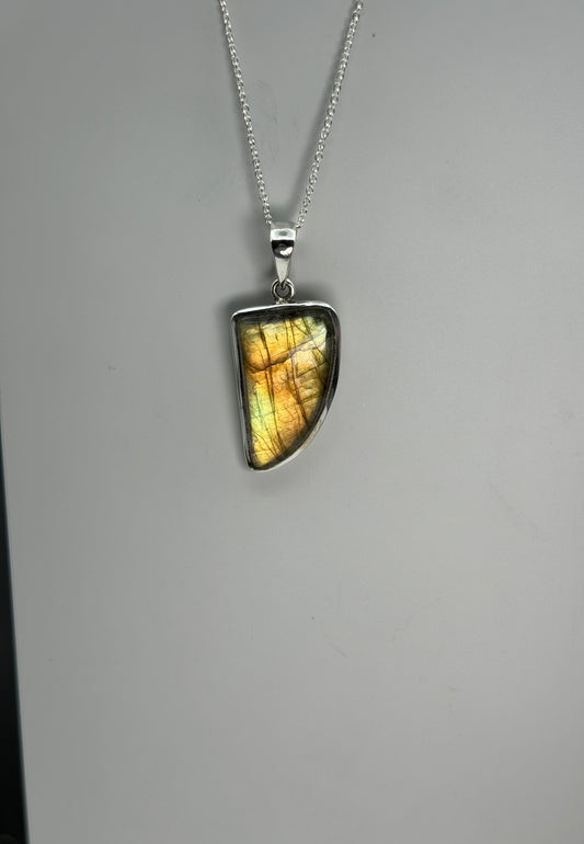Labradorit 925 Silber Kette, Gold