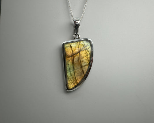 Labradorit 925 Silber Kette, Gold