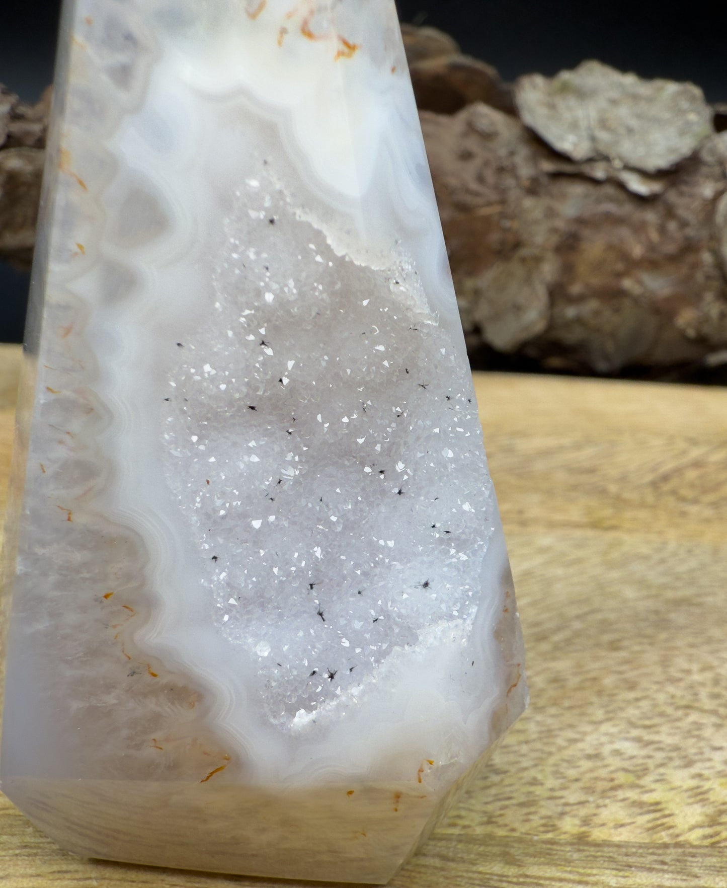 Achat Drusen Turm, funkelnde Freeform, Druzy