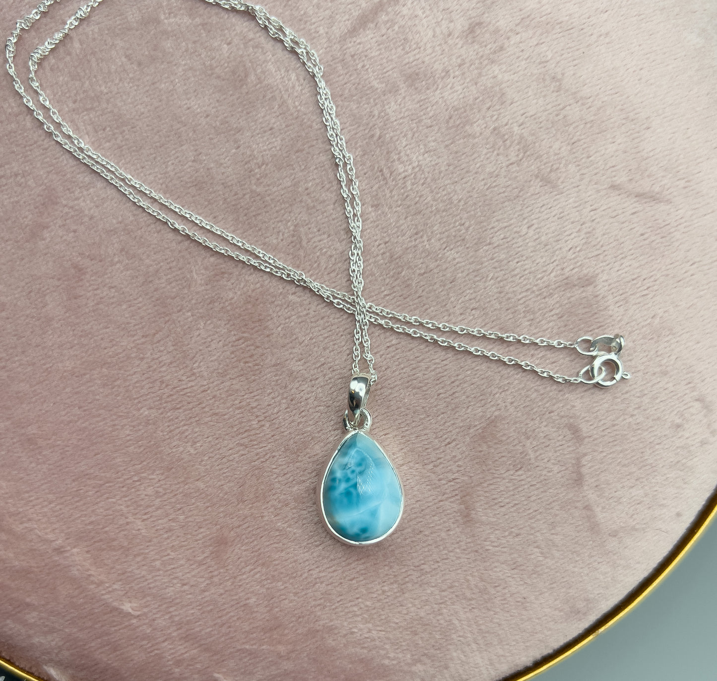 Larimar 925 Silber Kette, Anhänger