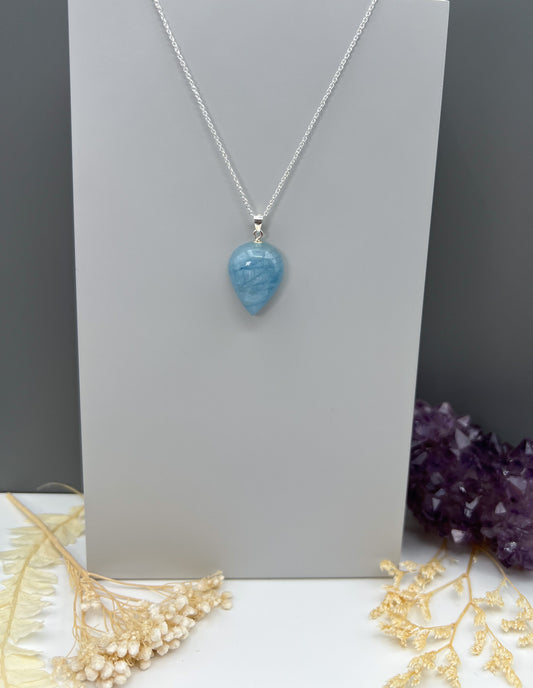 Aquamarin 925 Silber Kette, Anhänger