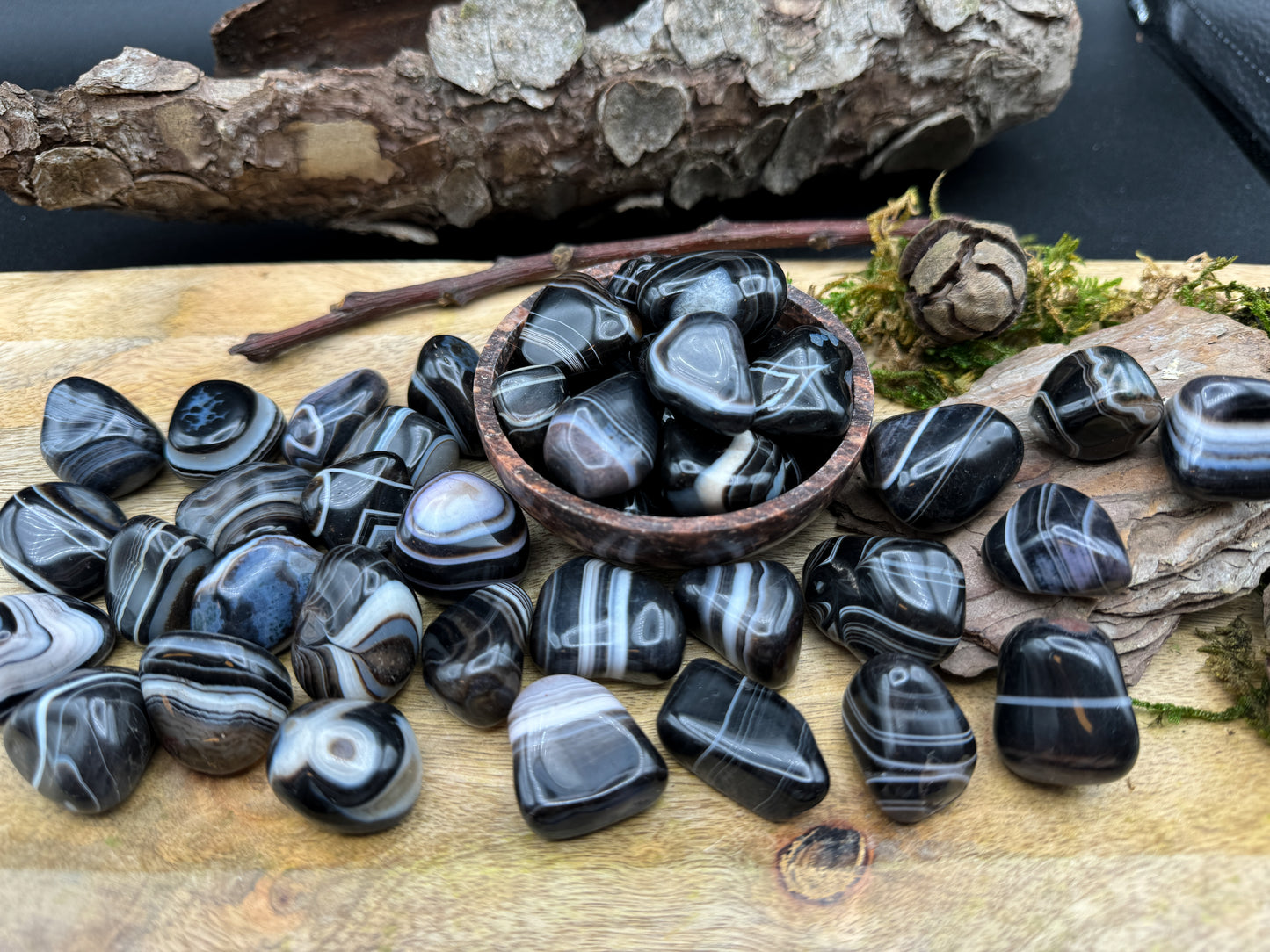 Schwarzer Achat Trommelsteine