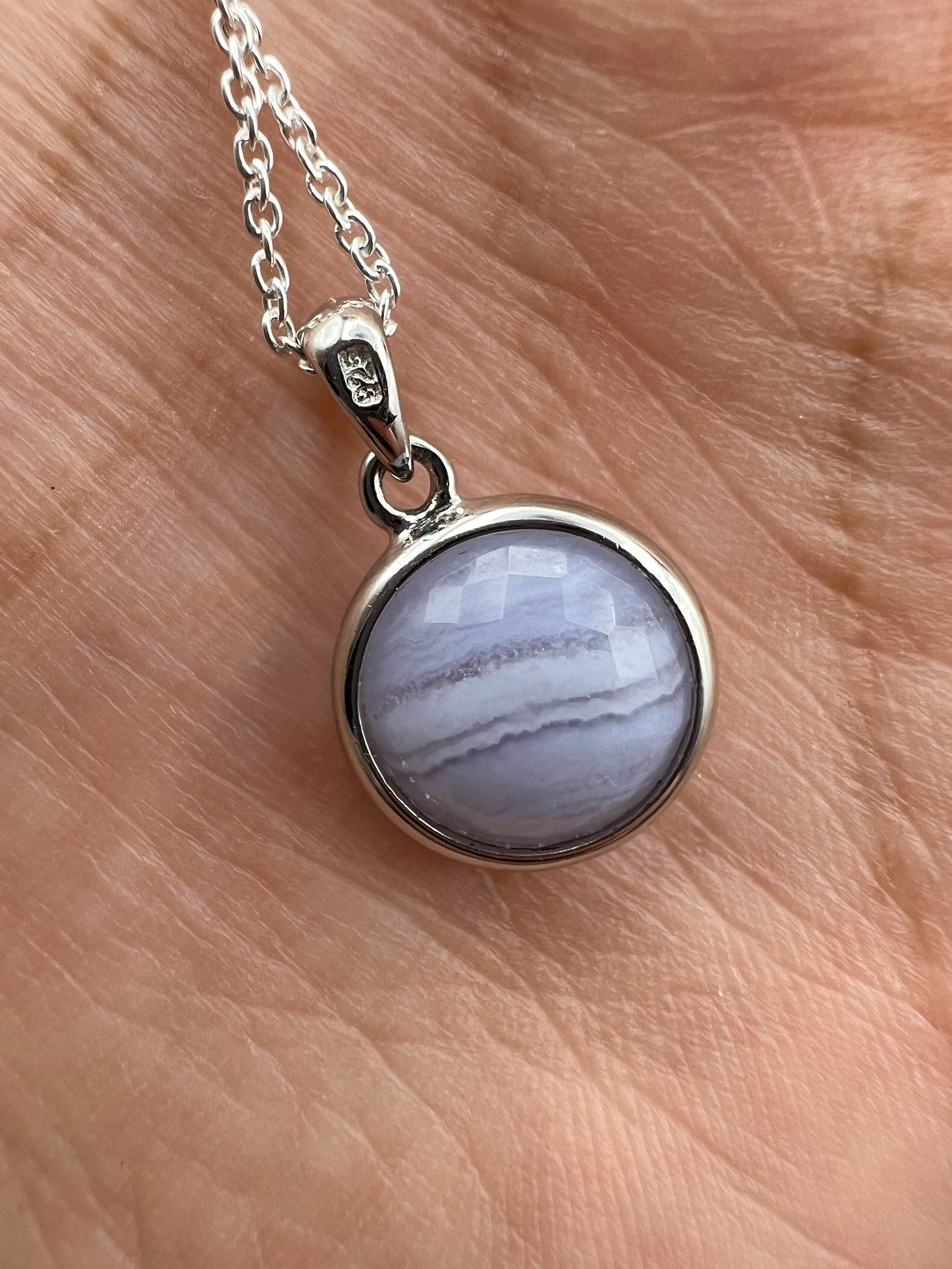 Chalcedon 925 Silber Kette, Anhänger