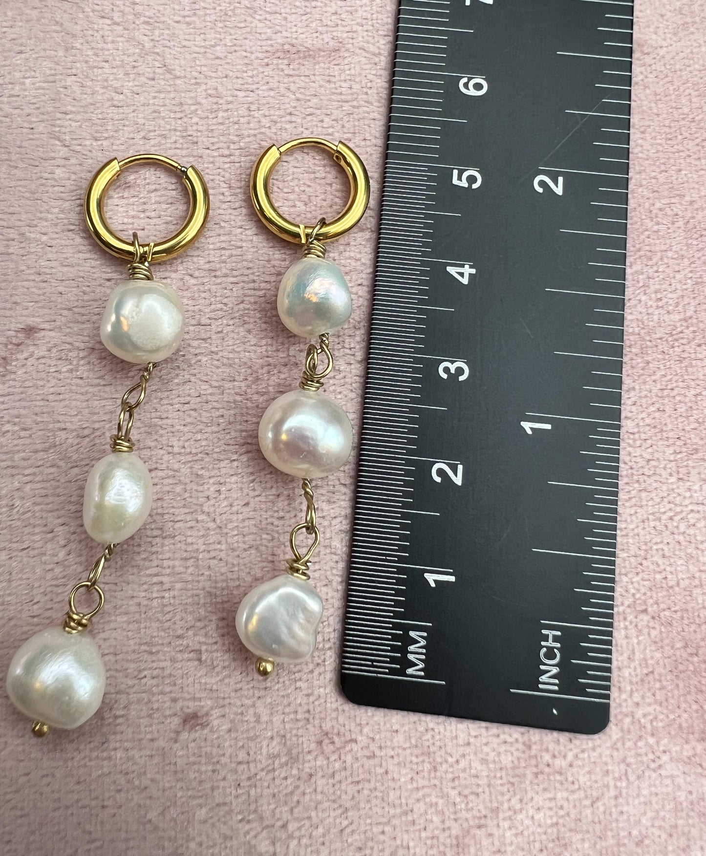 Perlen Creolen, Gold Ohrringe