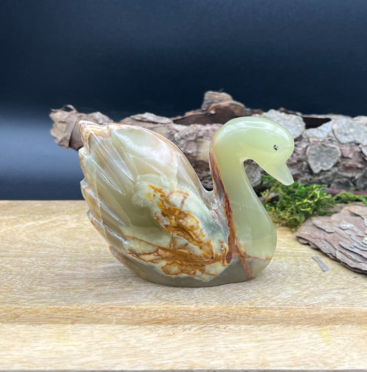 XL grüner Onyx Schwan
