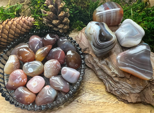 Achat Trommelstein | Heilstein | Trommelstein, poliert | mehrfarbig, einzigartig | Botswanaachat | Lebenskraft Geschenk Kristall