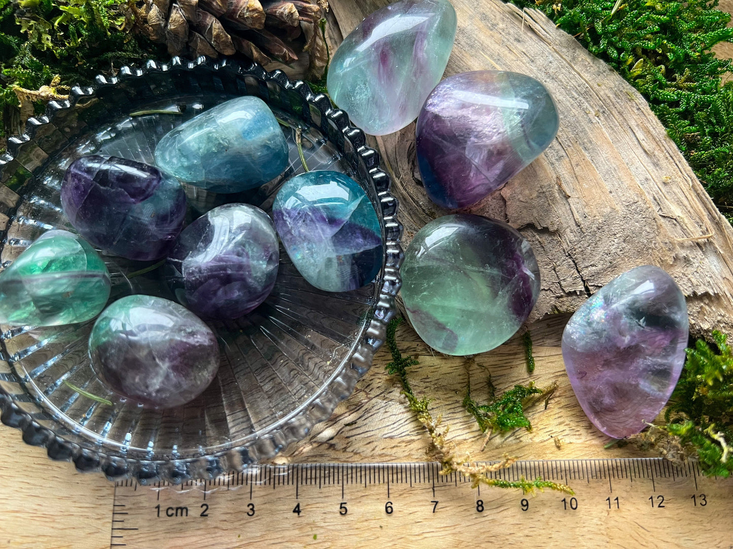 Regenbogen Fluorit | Heilstein Kristall | Trommelstein, Flourit Stein | Edelstein, Mineral | Farbig, bunt | Geschenk, Chakra Rainbow Reiki
