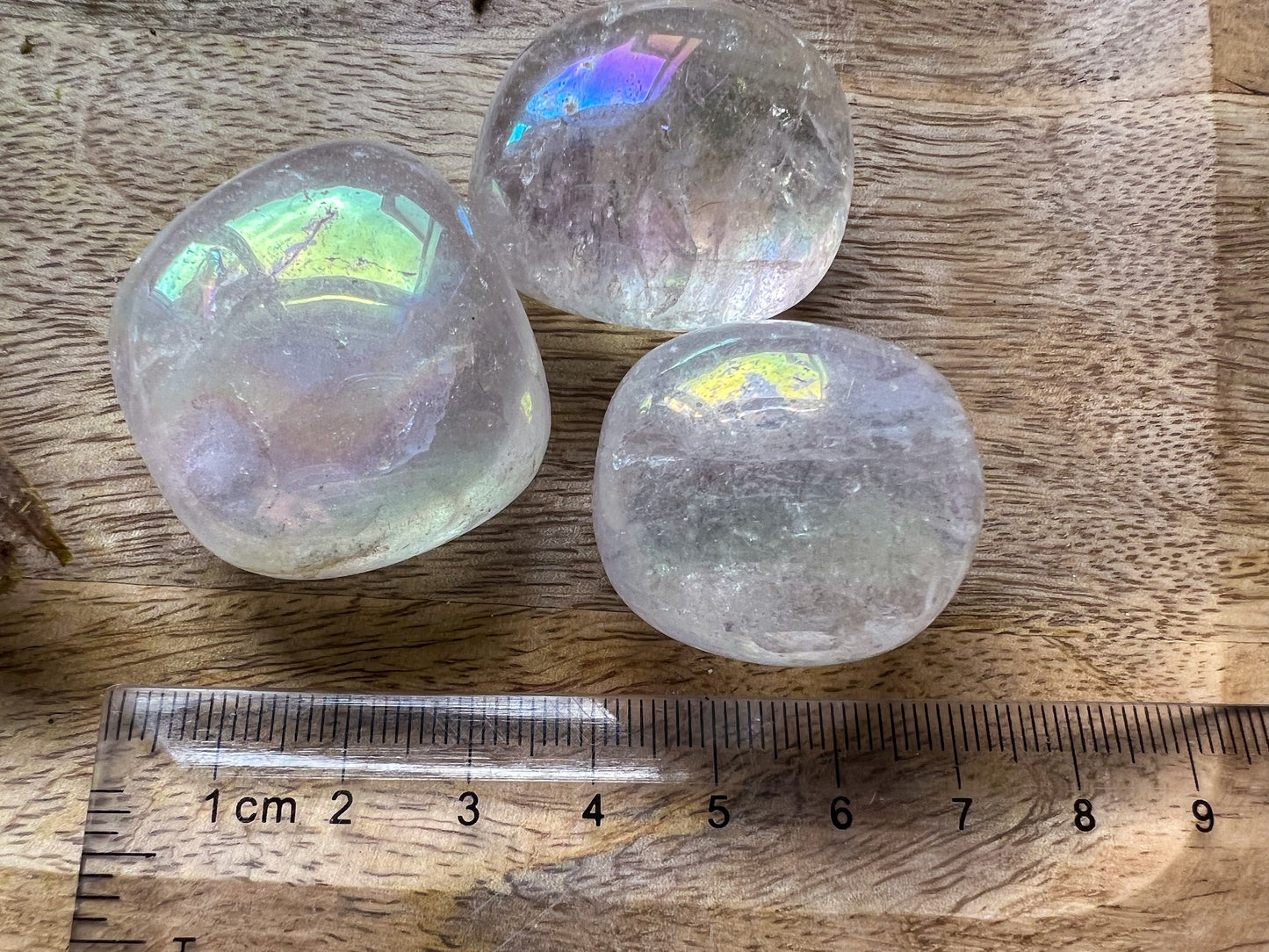 Angel Aura Bergkristall | Clear Quartz | Trommelstein Handschmeichler | Kristall, Edelstein, Heilstein, Mineralien, Naturstein | Rainbow