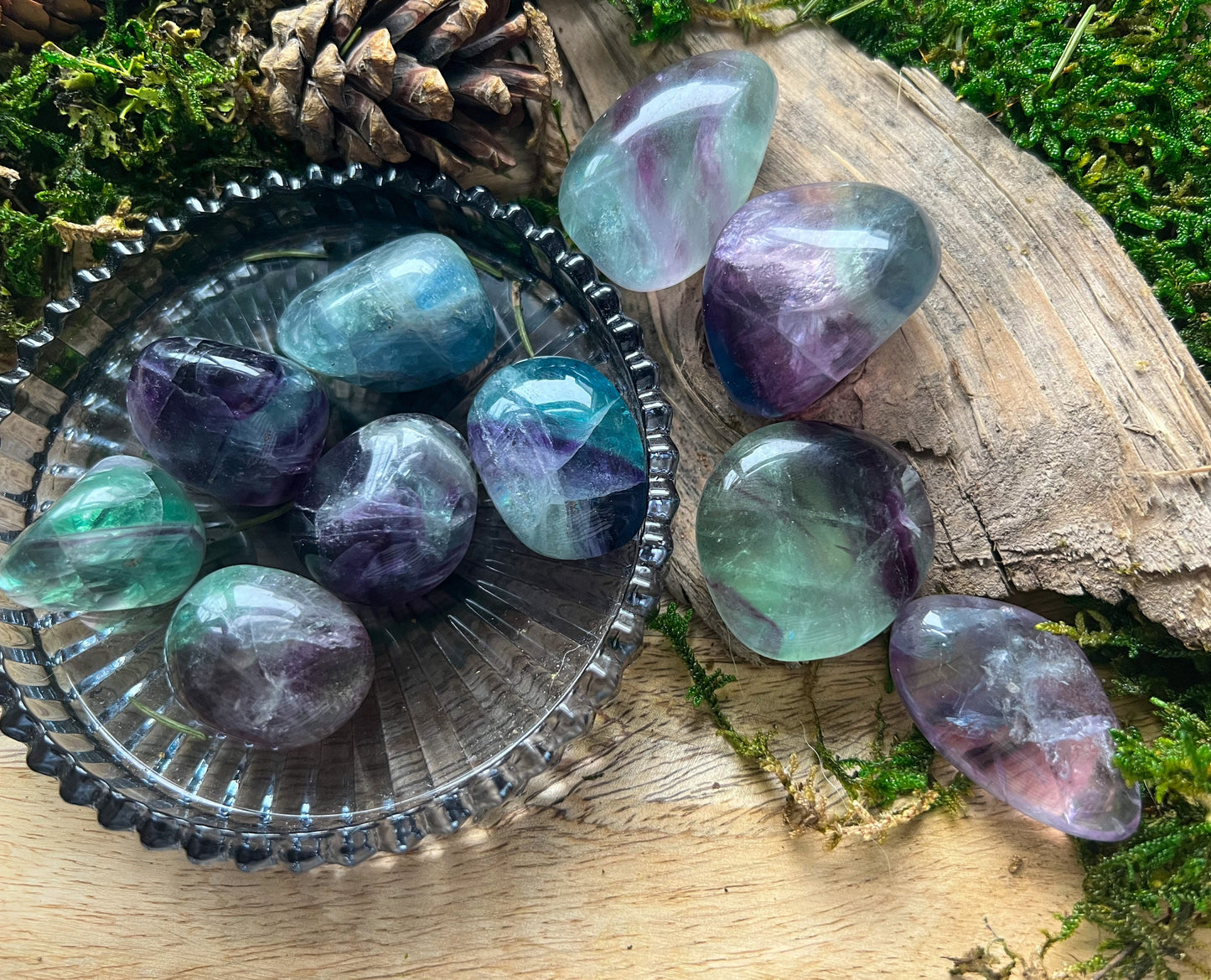 Regenbogen Fluorit | Heilstein Kristall | Trommelstein, Flourit Stein | Edelstein, Mineral | Farbig, bunt | Geschenk, Chakra Rainbow Reiki