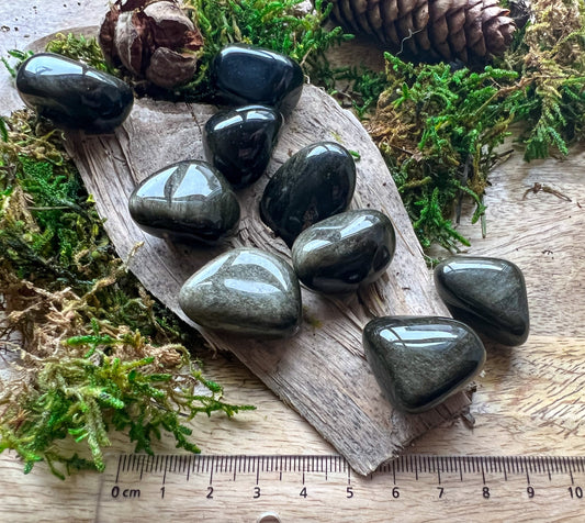 Gold Obsidian | Schimmer, Glitzer | Trommelstein | Naturbelassen Heilstein, Edelstein, Kristall | Geschenk | Chakra