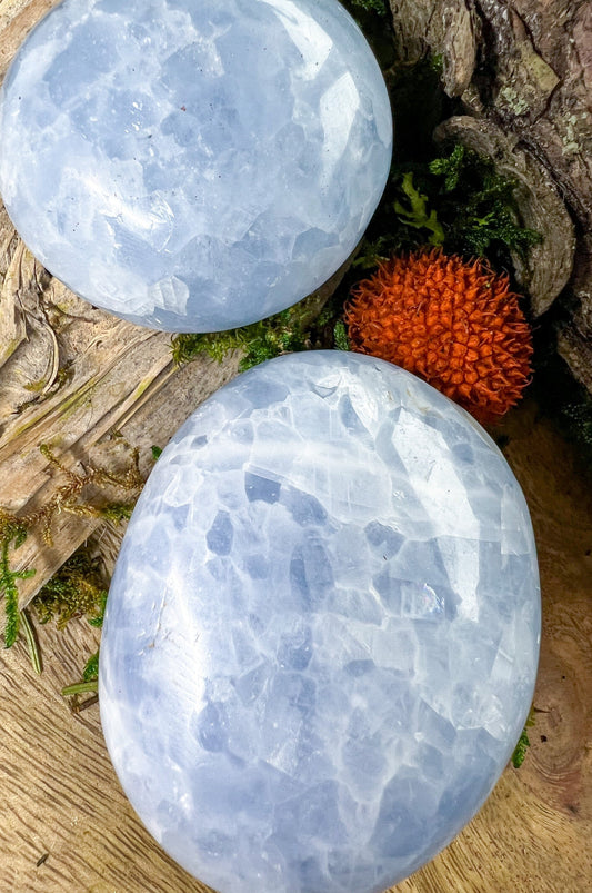 XXL Calcit blau Jumbo | Trommelsteine , Handschmeichler | Kristall, Heilstein, Edelstein, Naturstein | Mineralien | Geschenk Natur