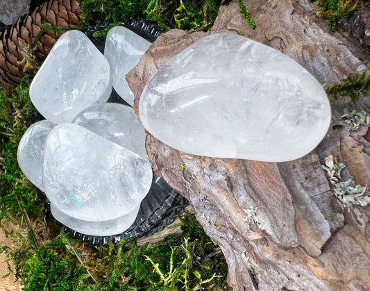 Bergkristall | XL Trommelstein, Heilstein, Edelstein | Naturstein, Mineralien | Spirituelles Geschenk | Chakra | Clear Quartz