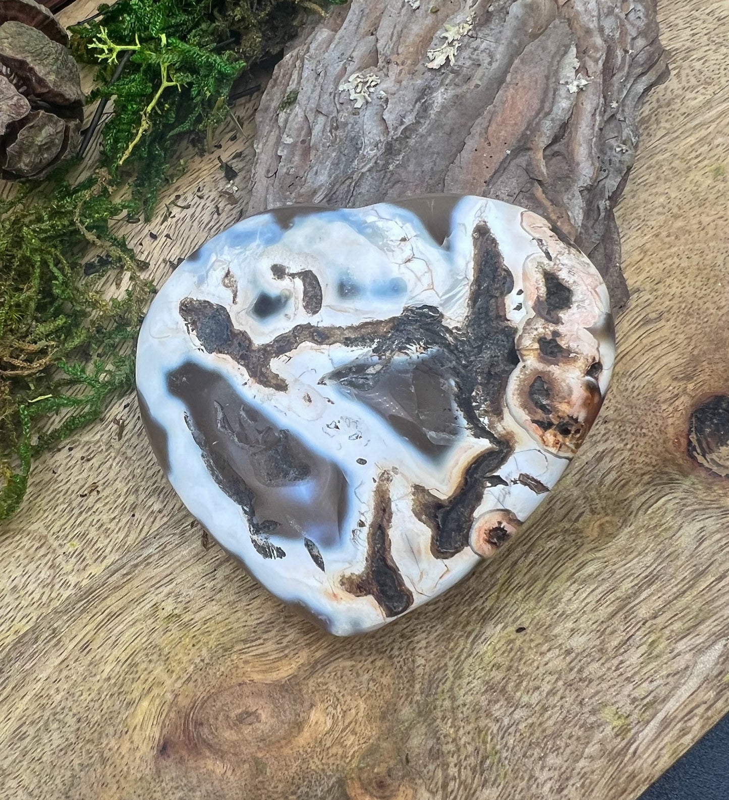 Achat Herz, Handpoliert - Glitzer, kristallisiert | Kristall, Heilstein, Edelstein, Mineralien, Kristallherz | Altar, Deko , Geschenk Spirit