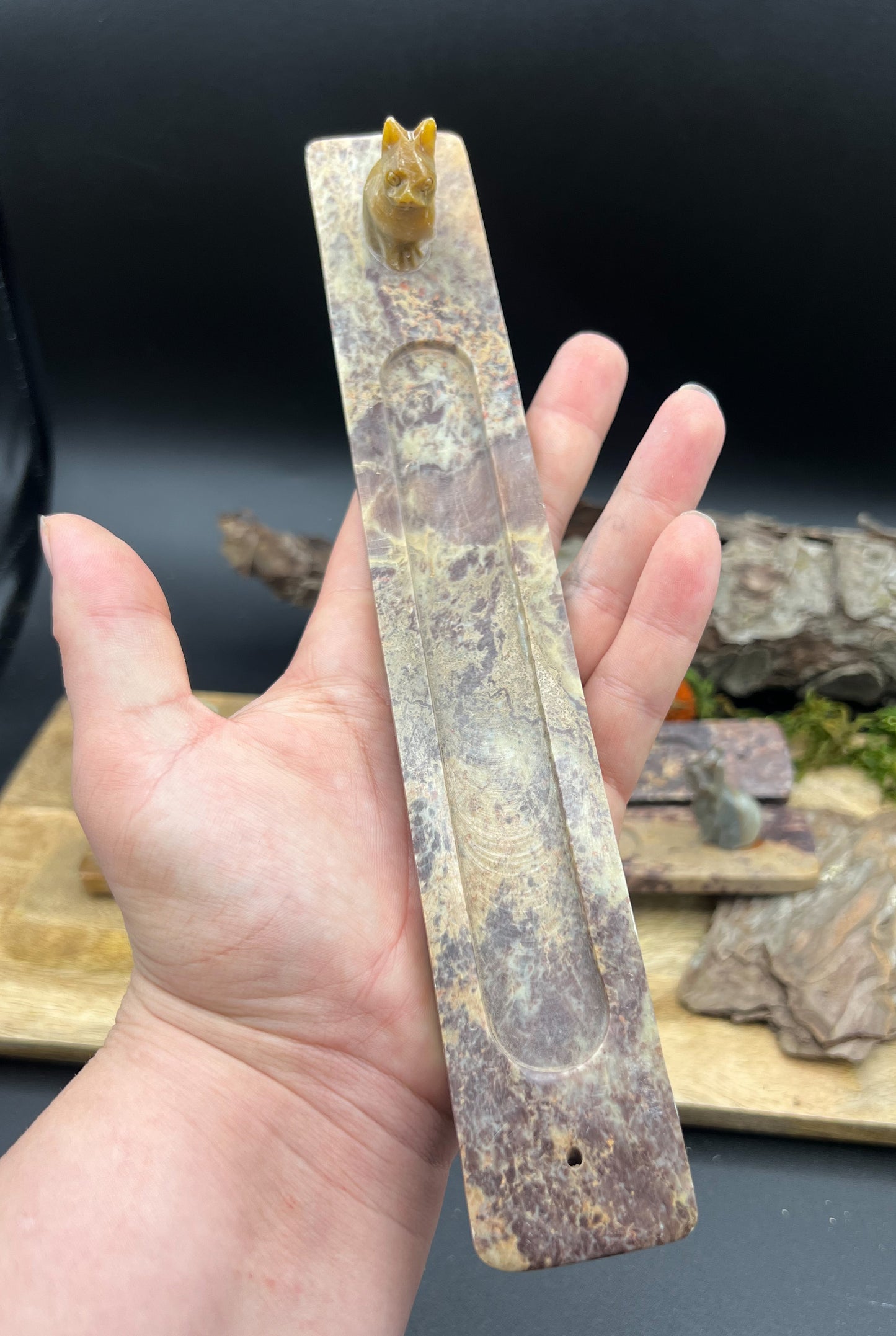 Räucherstäbchenhalter Speckstein - Handgeschliffen