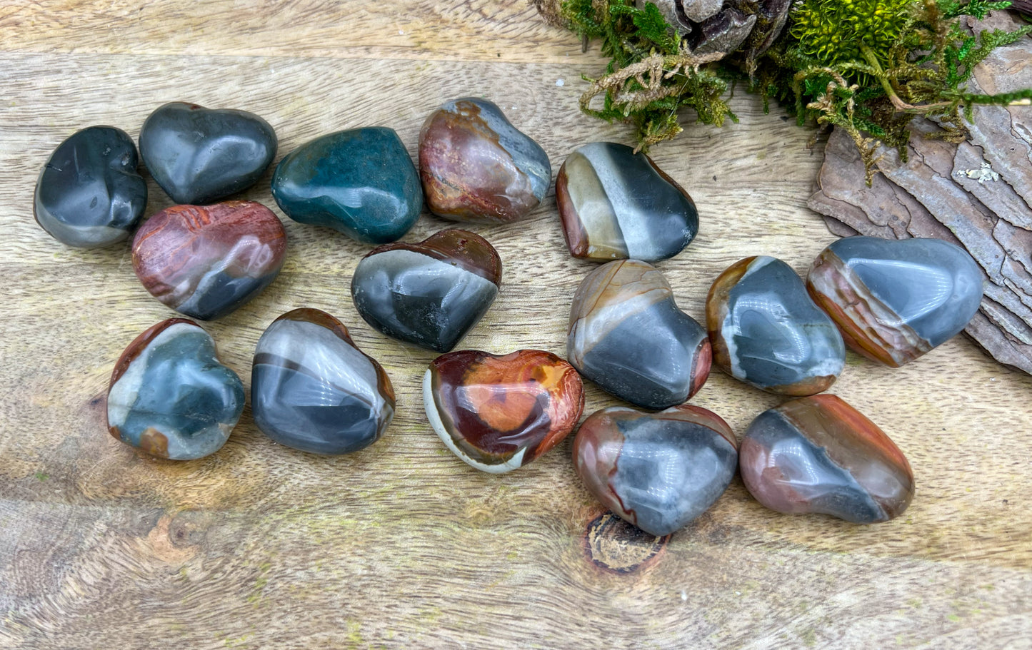 Polychrome Jaspis Herzchen handpoliert