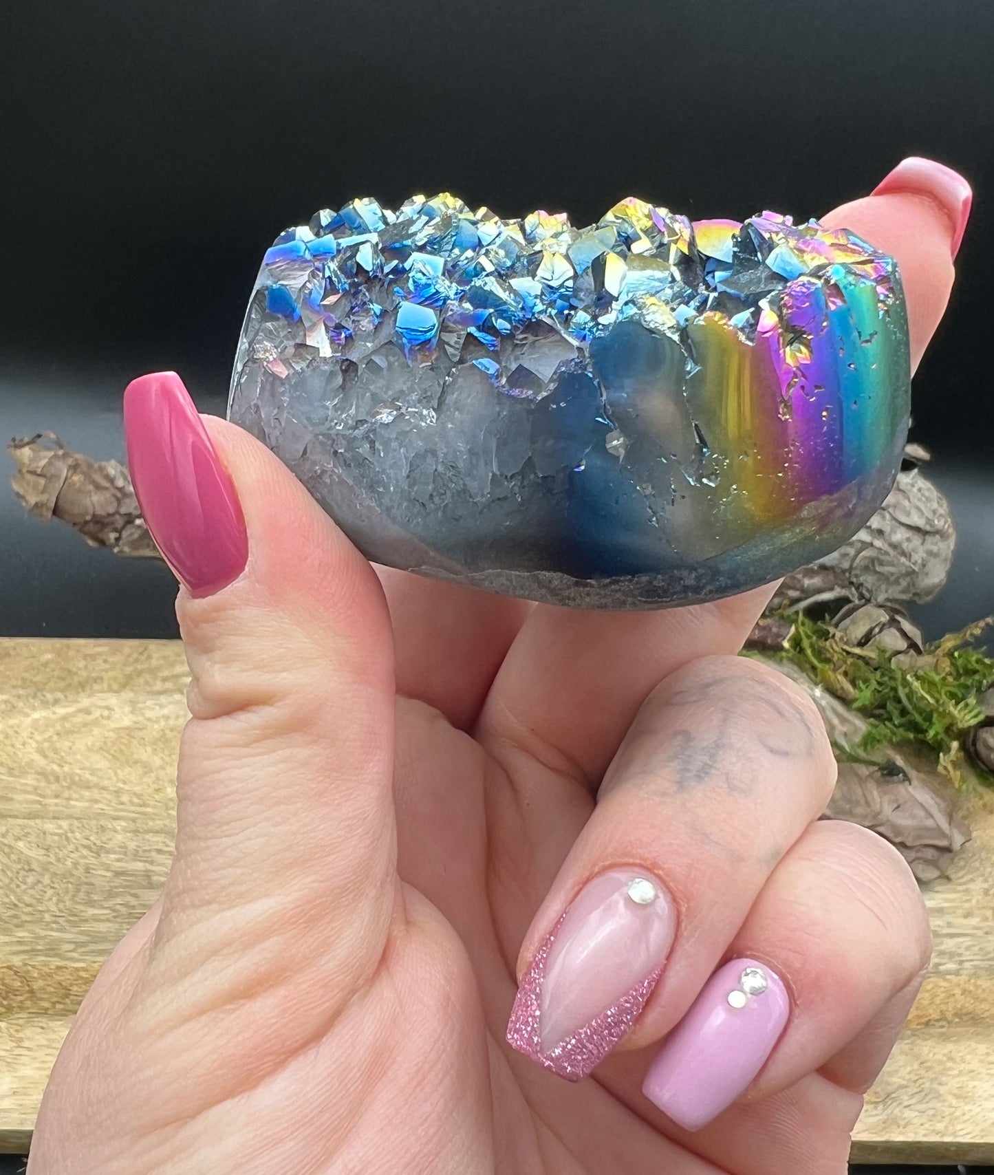 Amethyst Drusen Herz Titanium Aura
