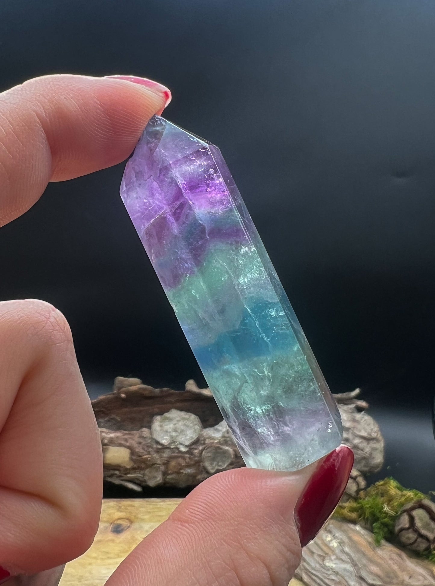 Regenbogen Fluorit Spitzen