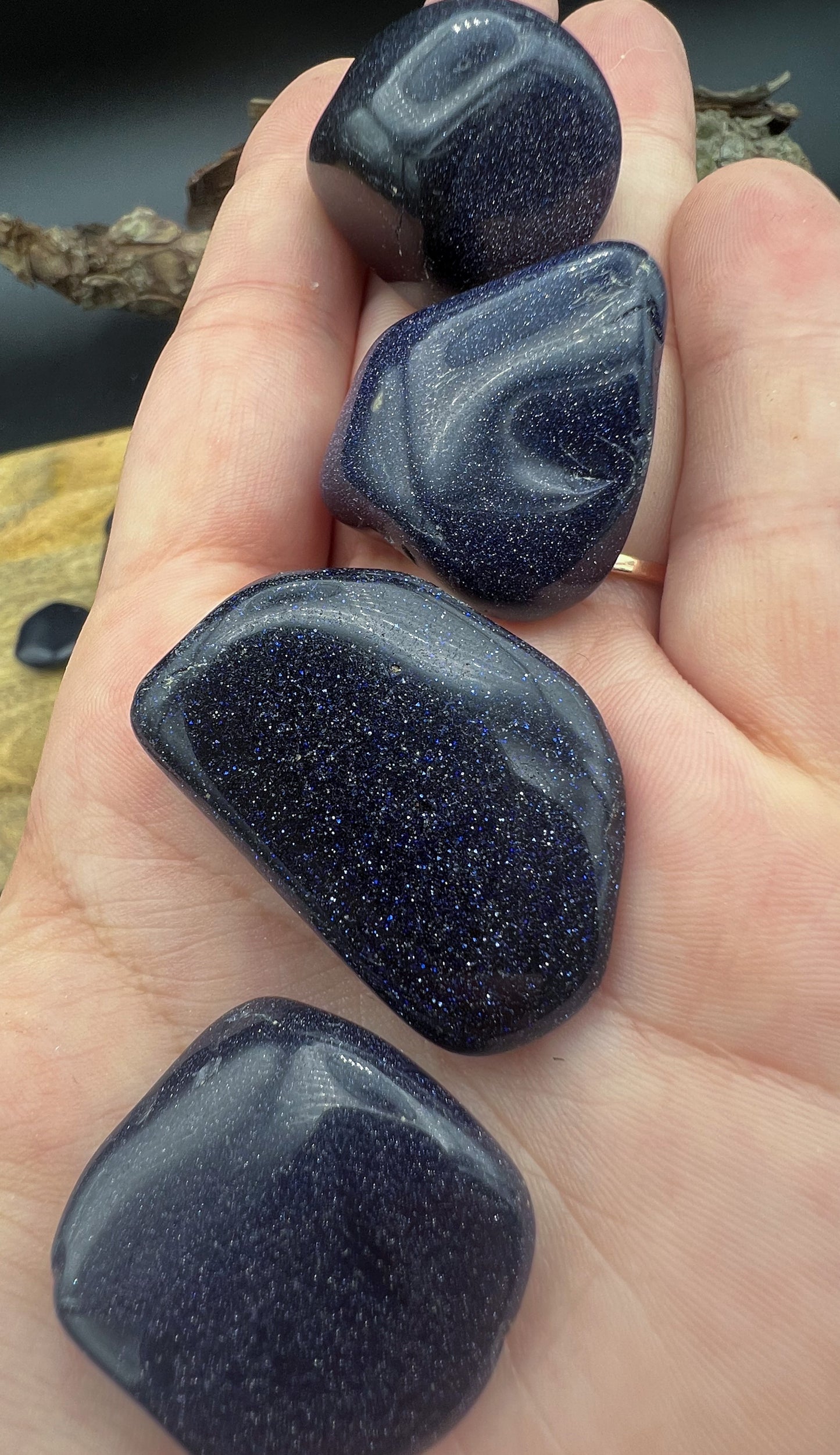 Blaufluss | Goldfluss Violett Blau | Trommelsteine