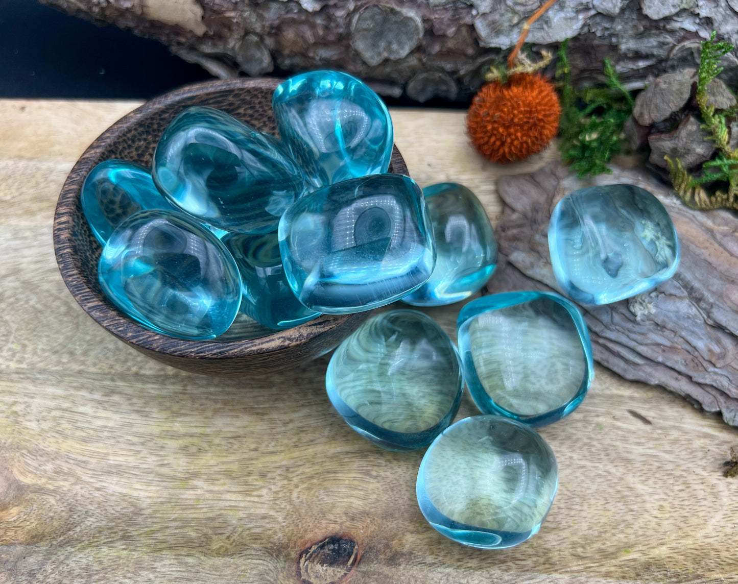 Blaue Obsidian / Vulkanglas Trommelsteine