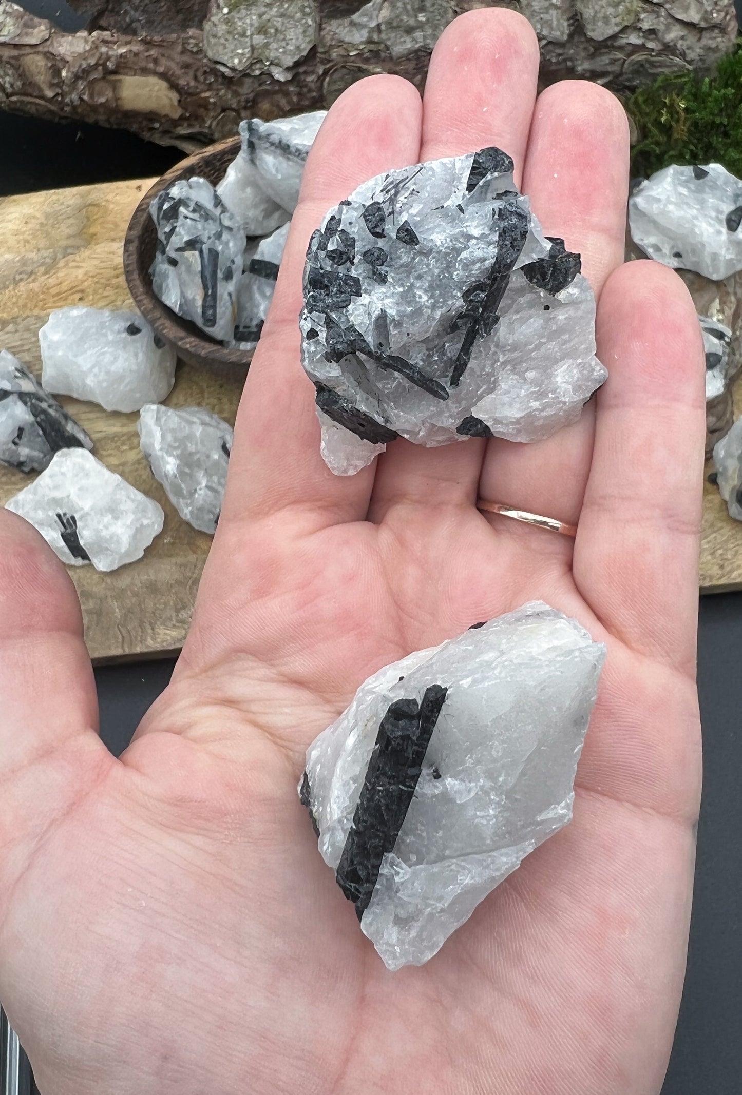 Turmalinquarz | Bergkristall + Turmalin | Rohsteine, Wassersteine